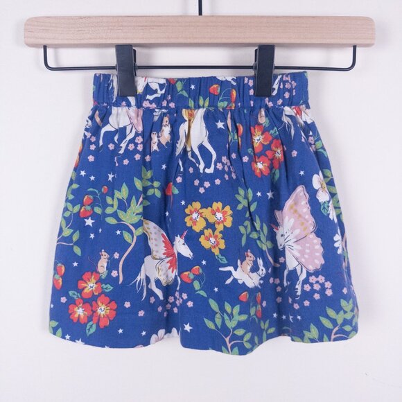 NEW Mini Boden Fantasy Unicorn Print Lined Flannel Skirt Blue Girls 2-3Y - Picture 1 of 7
